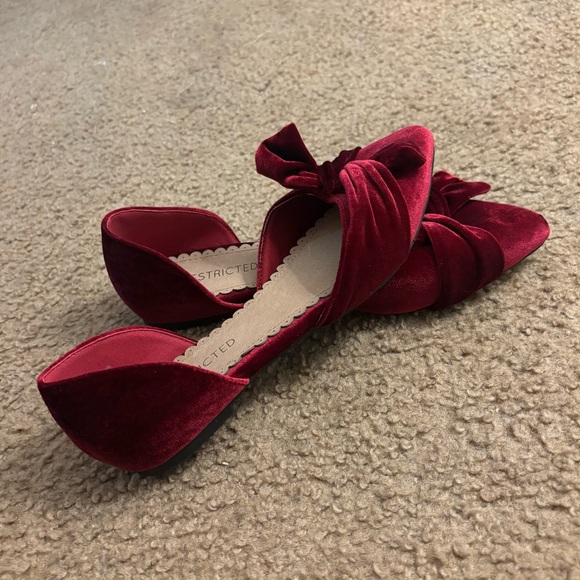 Restricted Maroon Velvet Bow Loafers - Picture 8 of 8